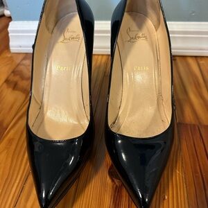 Christian Louboutin Black Patent Leather Pigalle Plato 100mm Heels